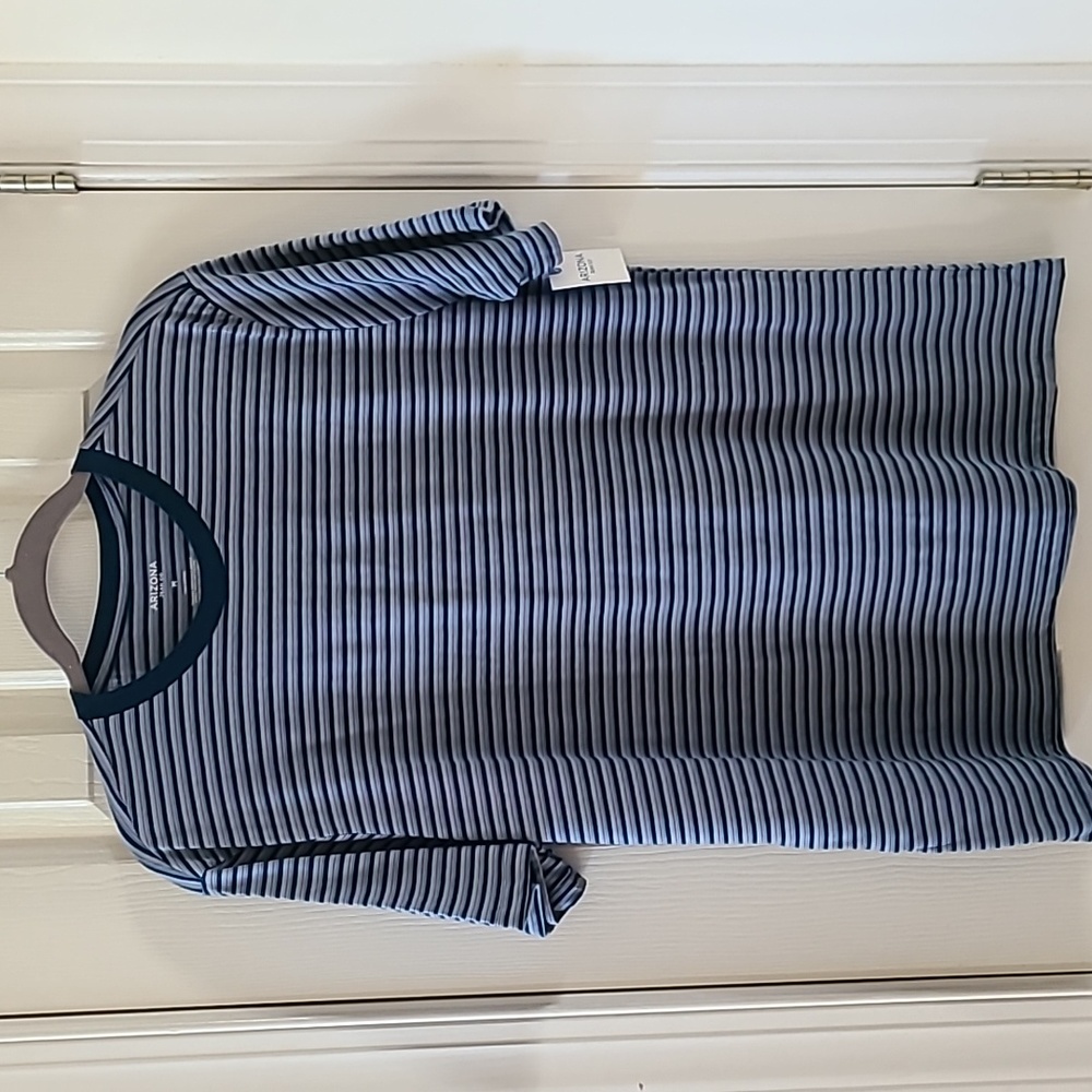 ARIZONA JEAN CO MENS BLUE STRIPED SHORT SLEEVE T-SHIRT SIZE MEDIUM